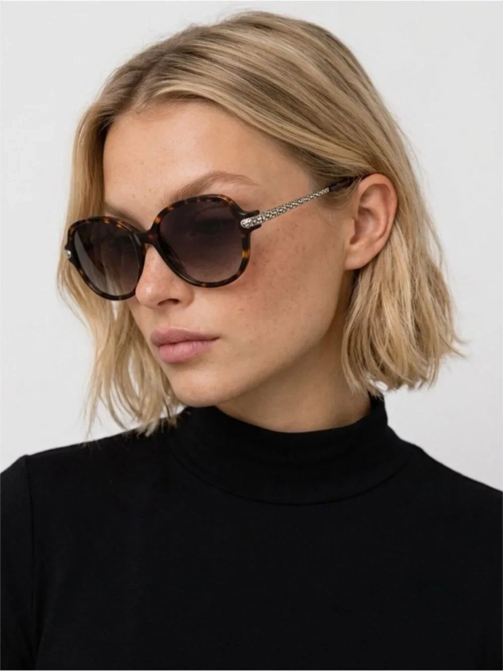 Brighton Talana Sunglasses Tortoise Shell Frame Silver Tone Chain Detail